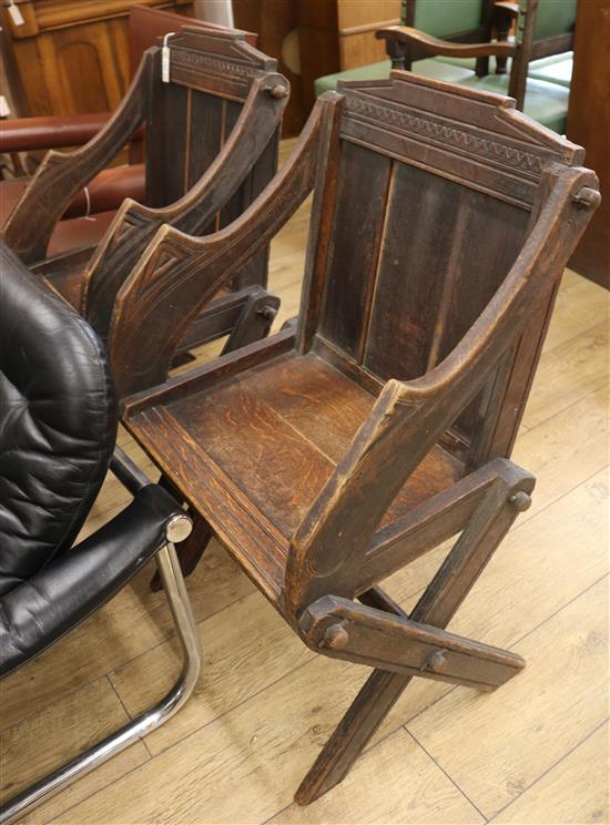 A pair of oak Glastonbury chairs